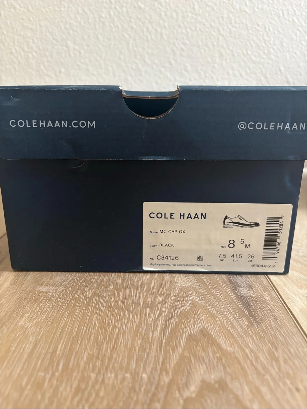 Cole Haan Black Leather Cap-Toe Derby Dress Shoes
